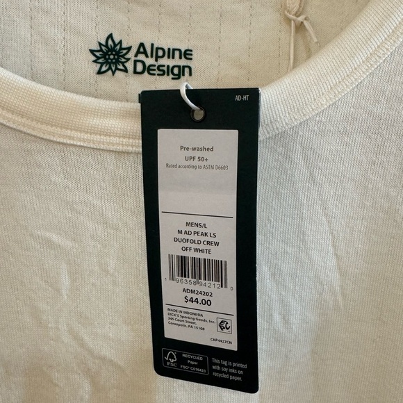 NWT! Men’s Alpine Design buttery soft cream long sleeve crew neck shirt Large - Picture 3 of 4